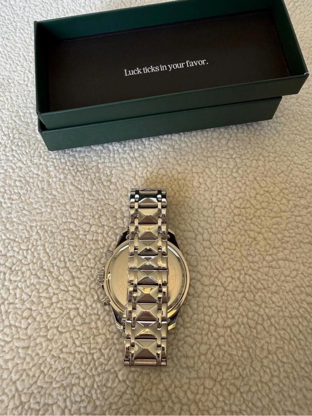 Lucky Fours Men's Silver Chronograph Watch with Blue Accents & Date | New w/box - Picture 5 of 6